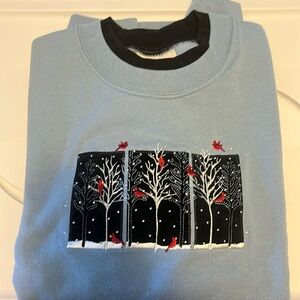 Top stitch cardinal winter scene sweatshirt (1)